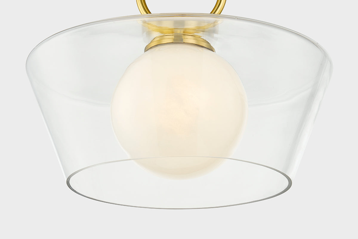 Hudson Valley Elmsford Semi-Flush Mount in Aged Brass, room setting 2