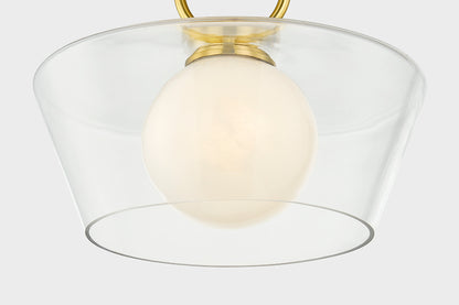 Hudson Valley Elmsford Semi-Flush Mount in Aged Brass, room setting 2