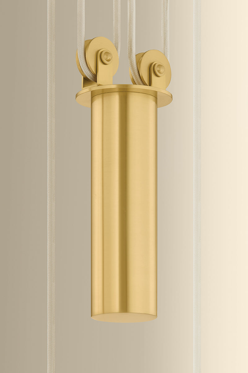 Hudson Valley Emmons Pendant in Aged Brass, room setting 1