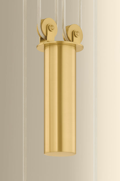 Hudson Valley Emmons Pendant in Aged Brass, room setting 1
