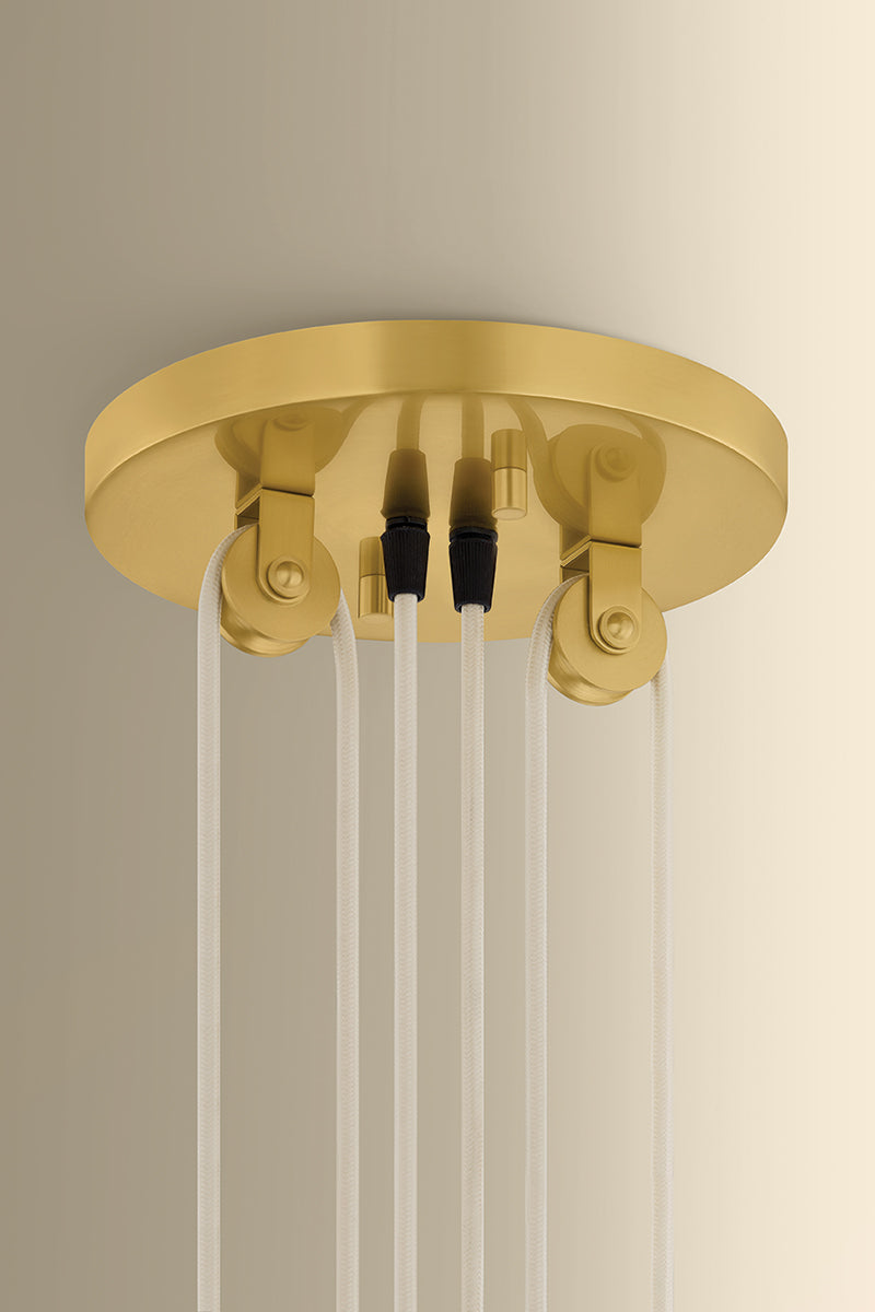 Hudson Valley Emmons Pendant in Aged Brass, room setting 2