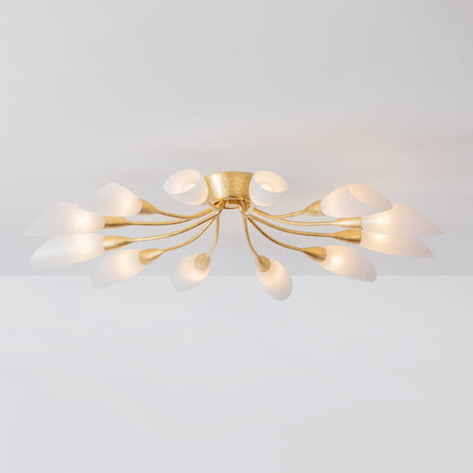 Hudson Valley Enfield 12-Light Semi-Flush Mount in Vintage Gold Leaf, alternate view 1