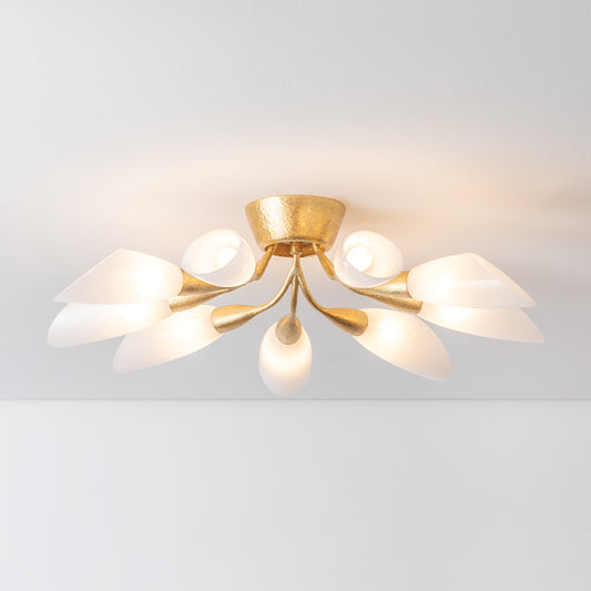 Hudson Valley Enfield 9-Light Semi-Flush Mount in Vintage Gold Leaf, alternate view 1