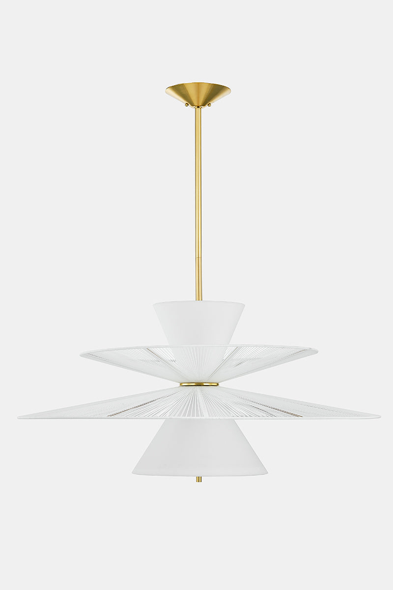 Hudson Valley Esperance 2-Light Chandelier in Aged Brass, room setting 1
