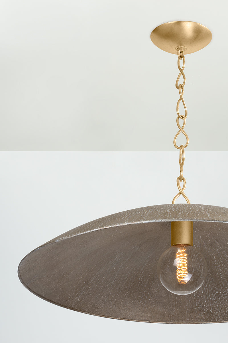 Hudson Valley Eve 32" Pendant Vintage Gold Leaf/Textured Warm Silver Leaf detail view 3