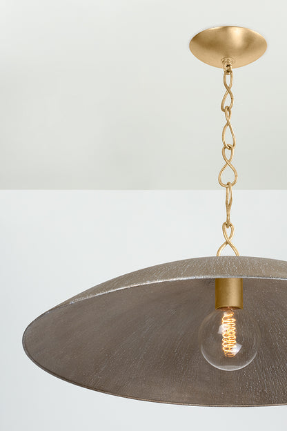 Hudson Valley Eve 32" Pendant Vintage Gold Leaf/Textured Warm Silver Leaf detail view 3