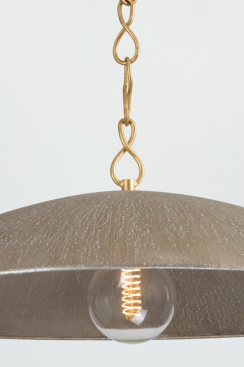 Hudson Valley Eve 32" Pendant Vintage Gold Leaf/Textured Warm Silver Leaf detail view 4