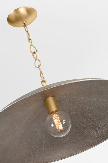Hudson Valley Eve 32" Pendant Vintage Gold Leaf/Textured Warm Silver Leaf detail view 5