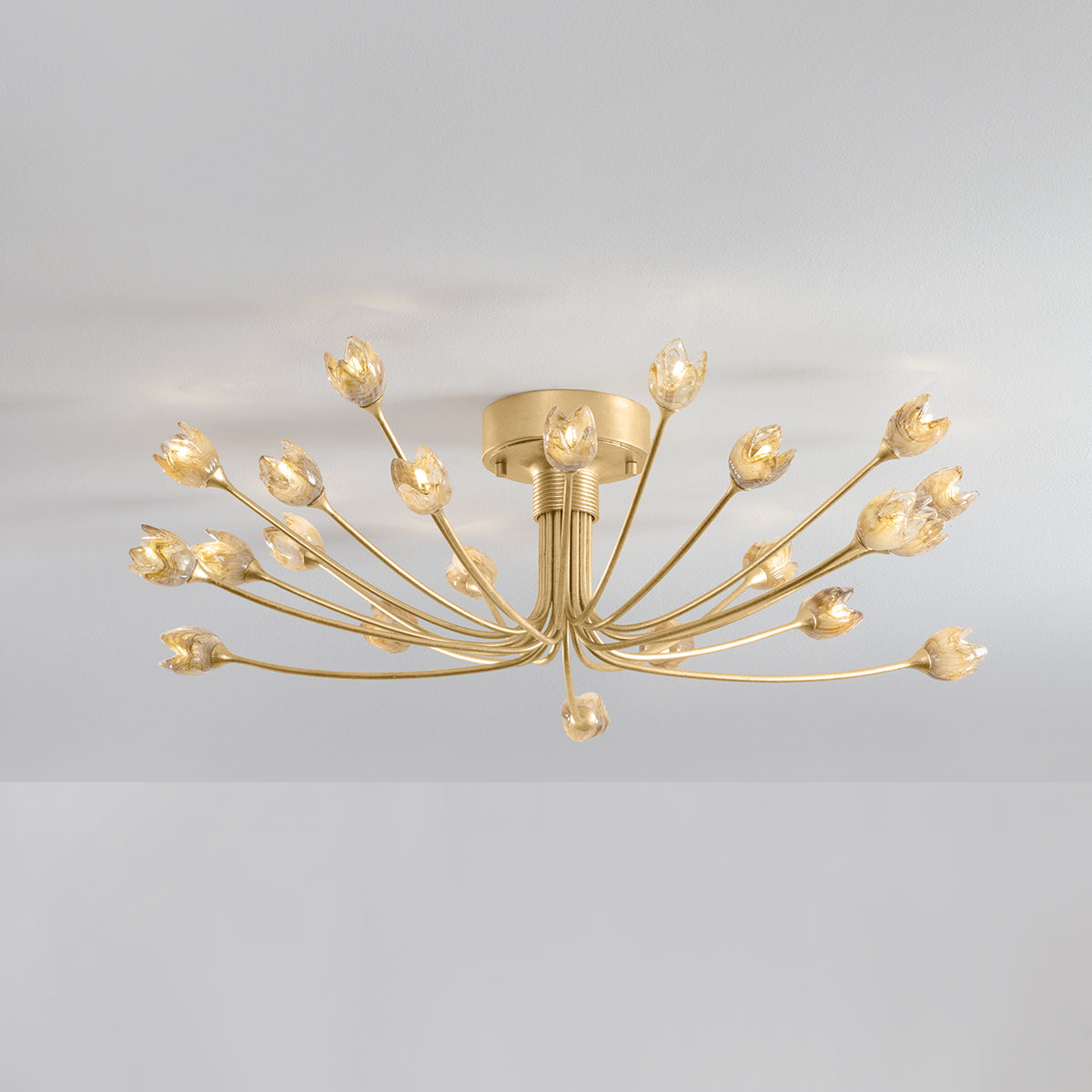 Hudson Valley Falkirk 22-Light Semi-Flush Mount in Vintage Gold Leaf, alternate view 1