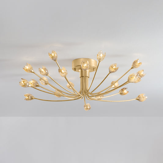 Hudson Valley Falkirk 22-Light Semi-Flush Mount in Vintage Gold Leaf, alternate view 1