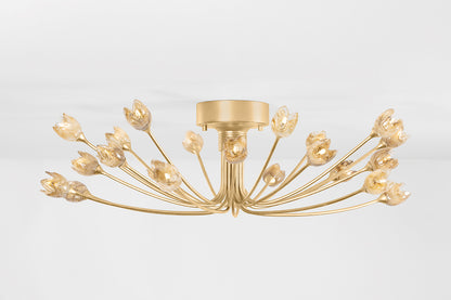 Hudson Valley Falkirk 22-Light Semi-Flush Mount in Vintage Gold Leaf, room setting 1