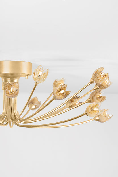 Hudson Valley Falkirk 22-Light Semi-Flush Mount in Vintage Gold Leaf, room setting 2