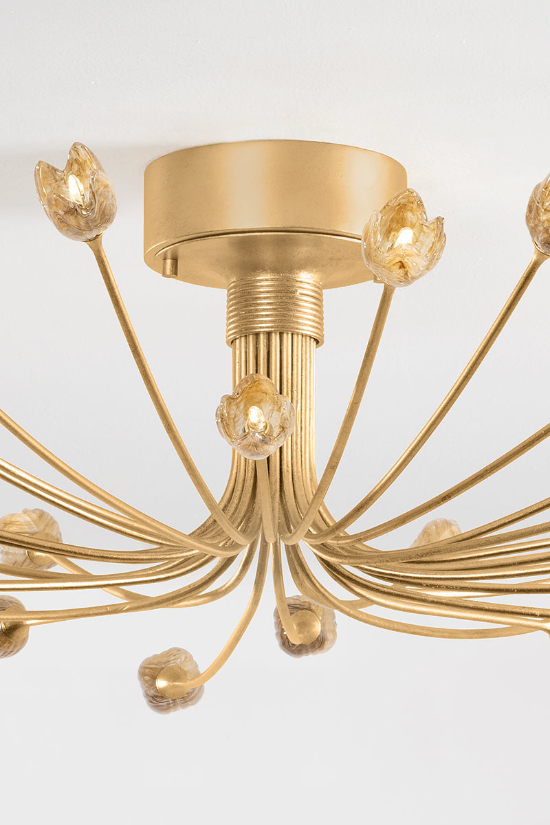 Hudson Valley Falkirk 22-Light Semi-Flush Mount in Vintage Gold Leaf, room setting 4