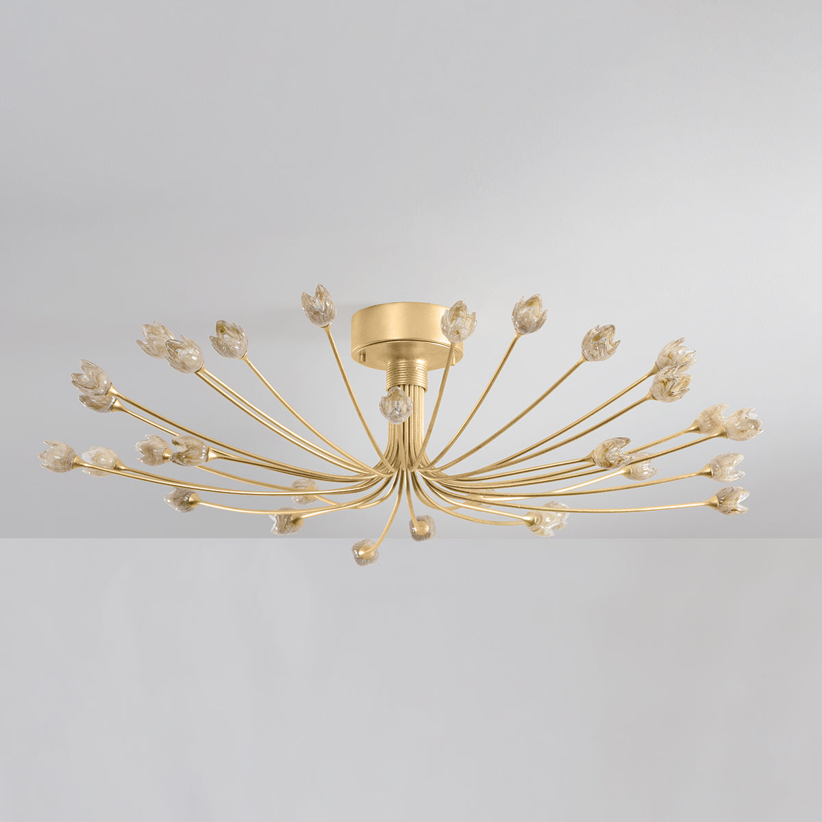 Hudson Valley Falkirk 30-Light Semi-Flush Mount Vintage Gold Leaf detail view 1
