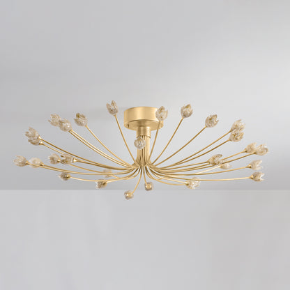 Hudson Valley Falkirk 30-Light Semi-Flush Mount Vintage Gold Leaf detail view 1