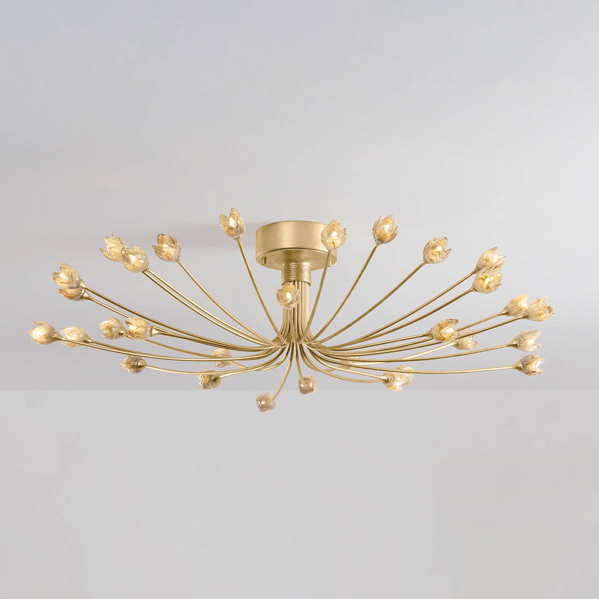 Hudson Valley Falkirk 30-Light Semi-Flush Mount Vintage Gold Leaf detail view 2