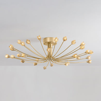 Hudson Valley Falkirk 30-Light Semi-Flush Mount Vintage Gold Leaf detail view 2