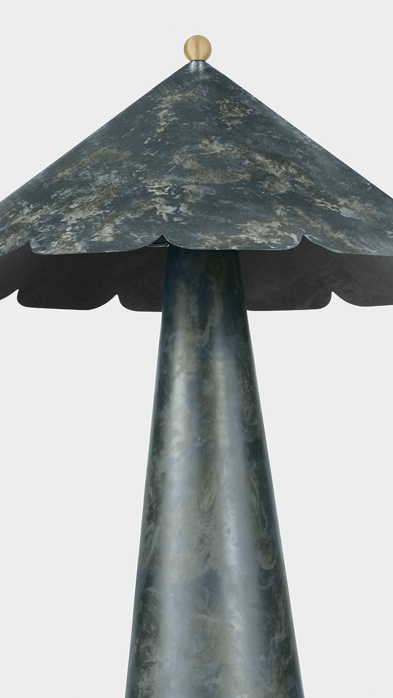 Hudson Valley Folly Beach Table Lamp in Verdigris, room setting 1