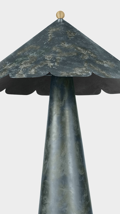 Hudson Valley Folly Beach Table Lamp in Verdigris, room setting 1
