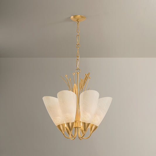 Hudson Valley Forest Glen 6-Light Chandelier in Vintage Gold Leaf, alternate view 1