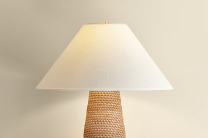Hudson Valley Forest Heights Table Lamp in Aged Brass, room setting 1