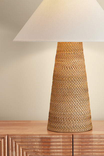 Hudson Valley Forest Heights Table Lamp in Aged Brass, room setting 3