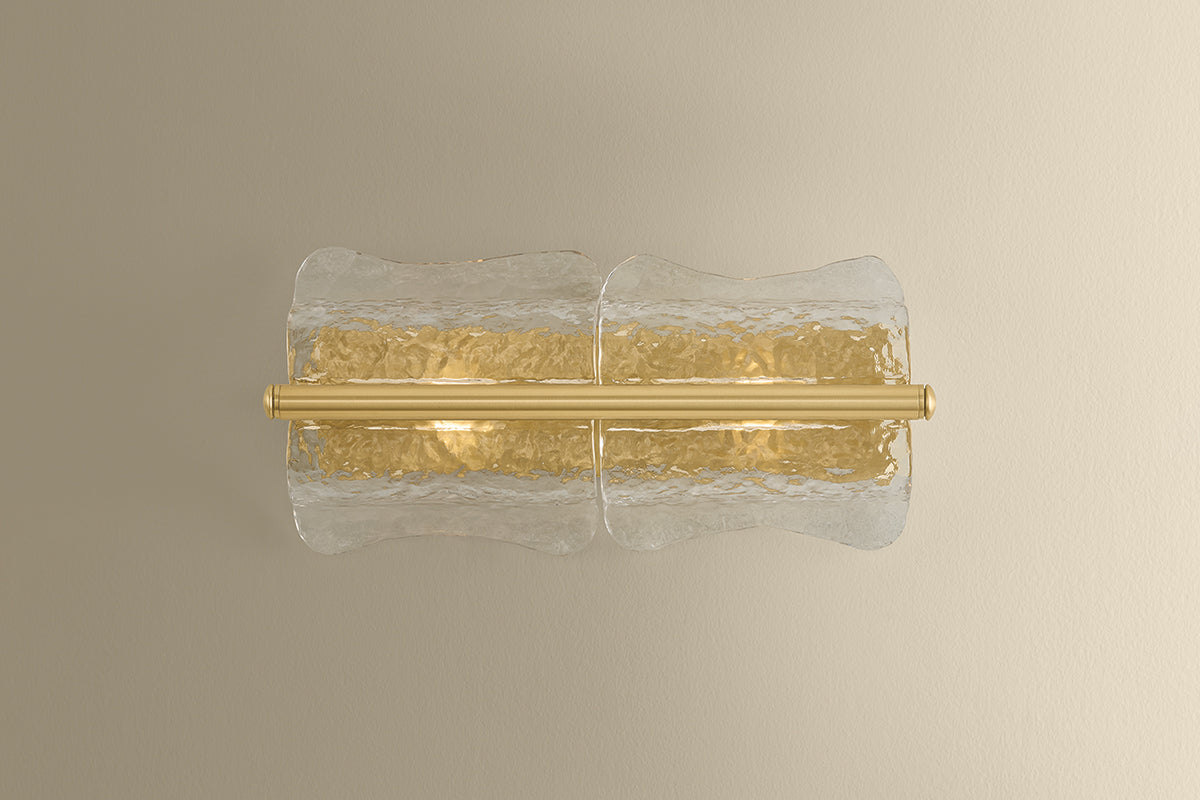 Hudson Valley Fosterdale 2-Light Wall Sconce in Aged Brass, room setting 1