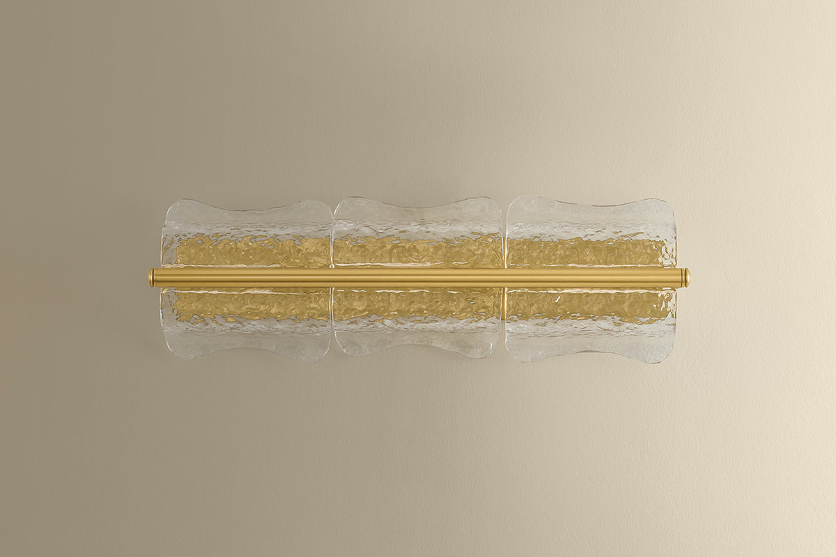 Hudson Valley Fosterdale 3-Light Wall Sconce in Aged Brass, room setting 1