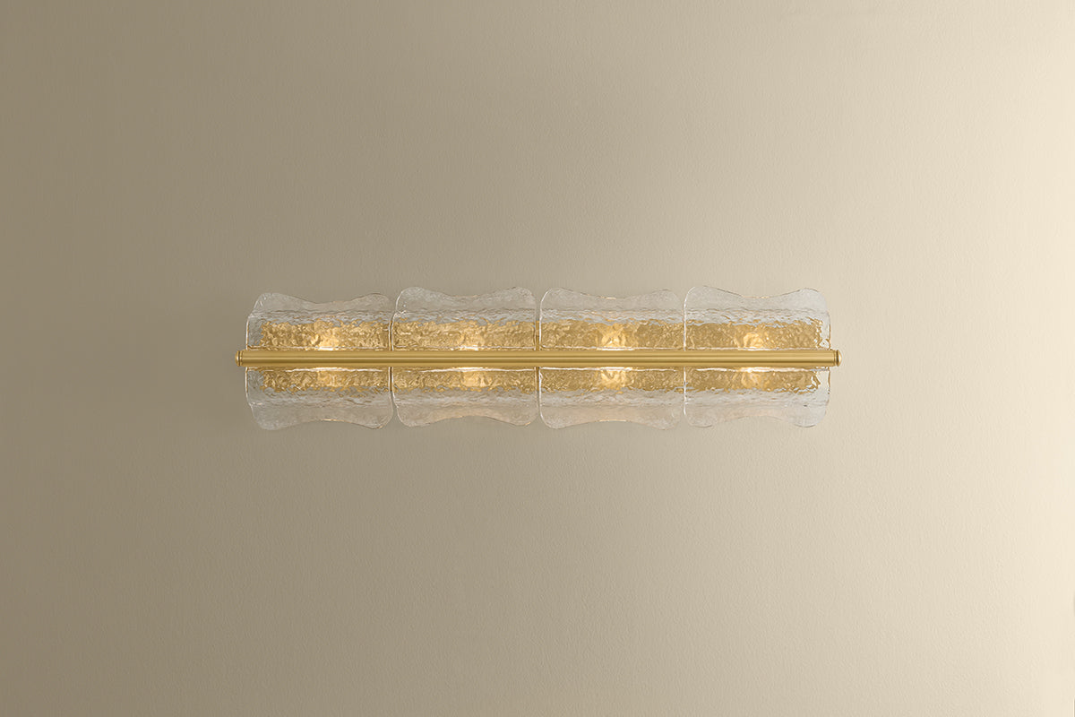 Hudson Valley Fosterdale 4-Light Wall Sconce in Aged Brass, room setting 1