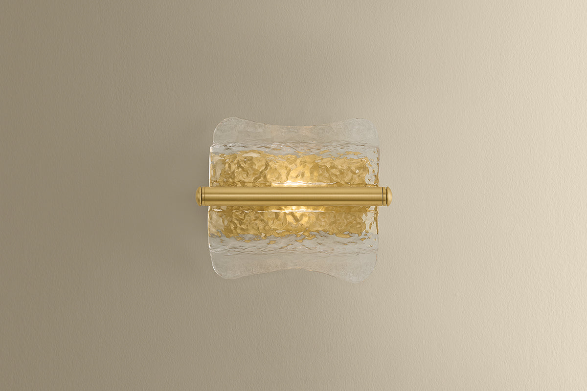 Hudson Valley Fosterdale Wall Sconce in Aged Brass, room setting 1