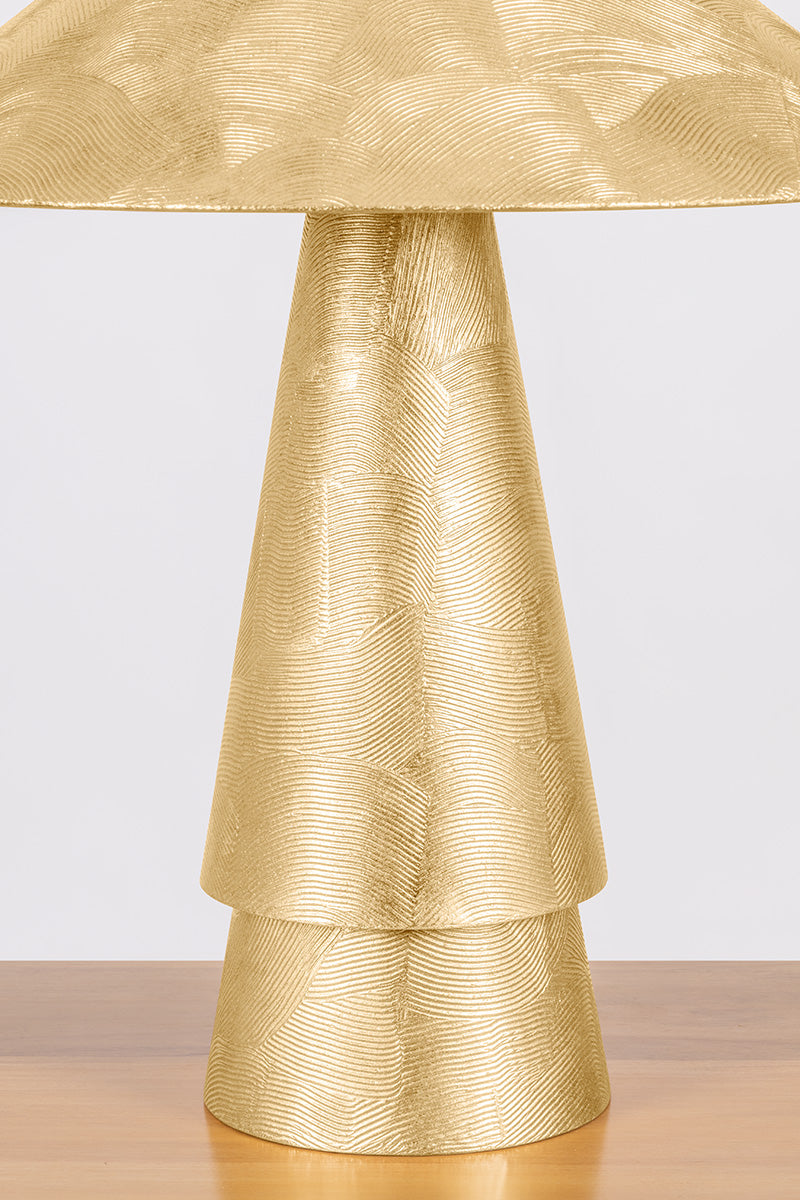 Hudson Valley Foxton Table Lamp in Vintage Gold Leaf, room setting 3