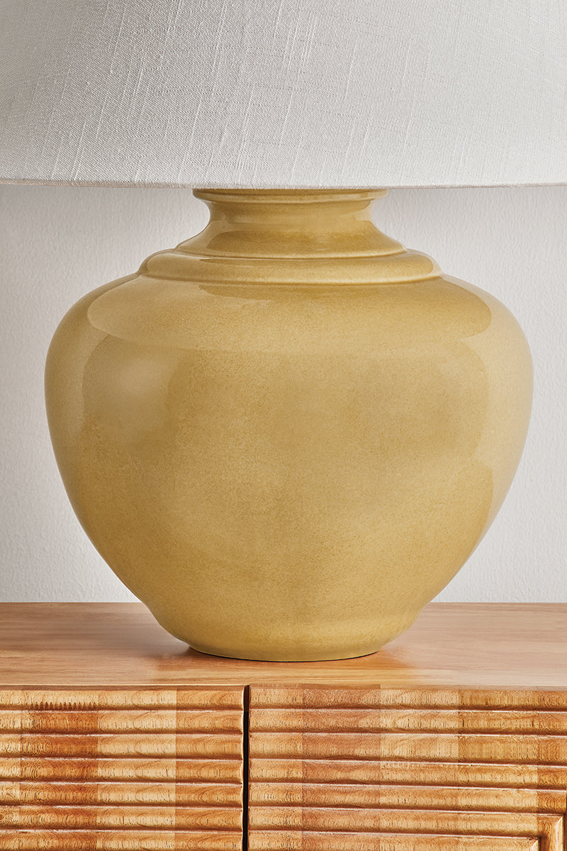Hudson Valley French Ridge Table Lamp in Aged Brass, room setting 2