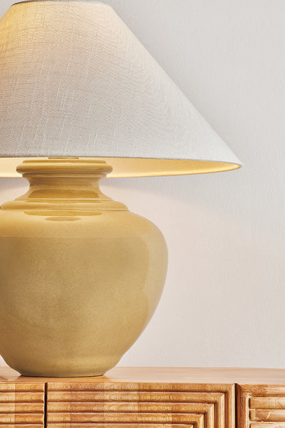 Hudson Valley French Ridge Table Lamp in Aged Brass, room setting 3