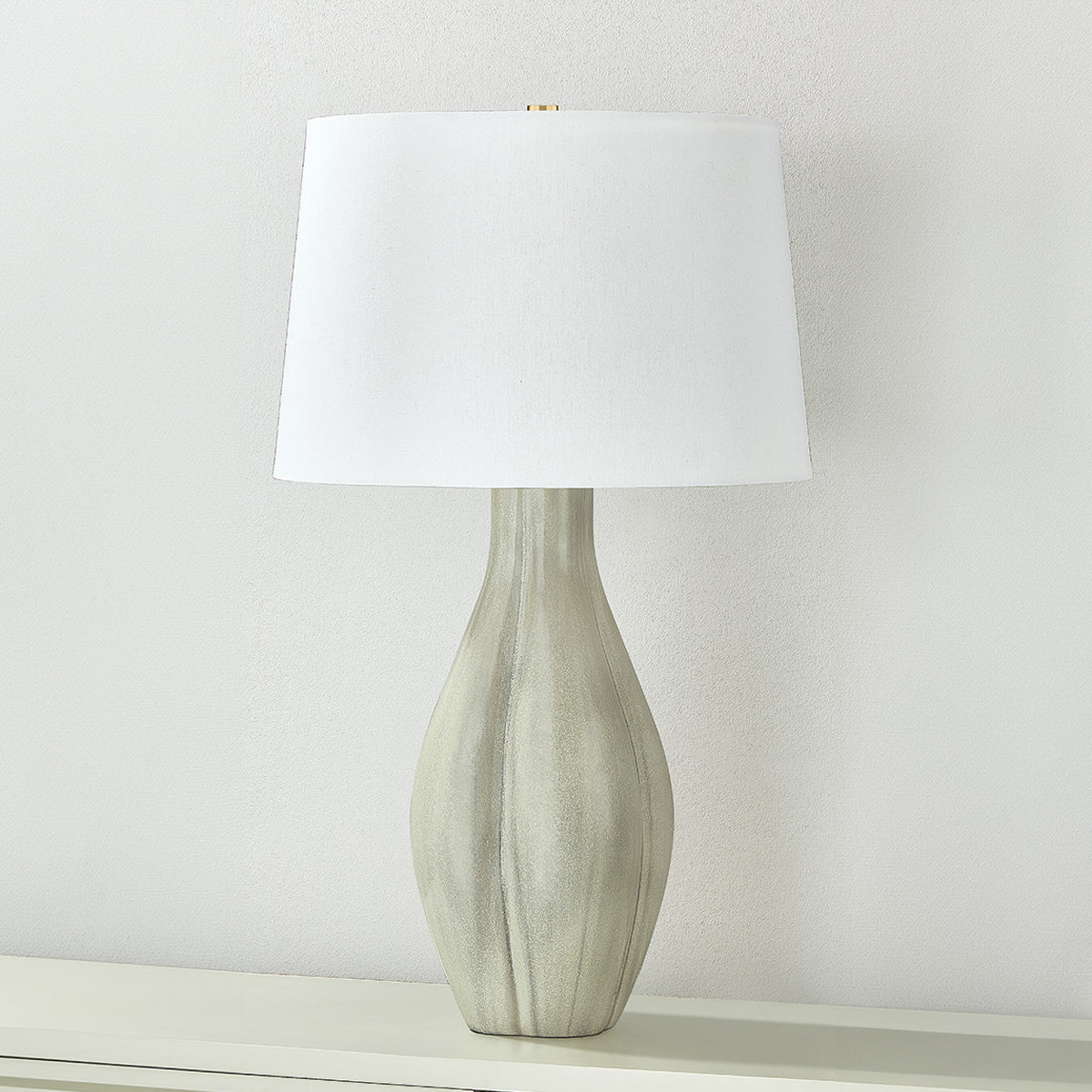 Hudson Valley Galloway Table Lamp in Aged Brass / Ceramic Coastal Green, alternate view 1