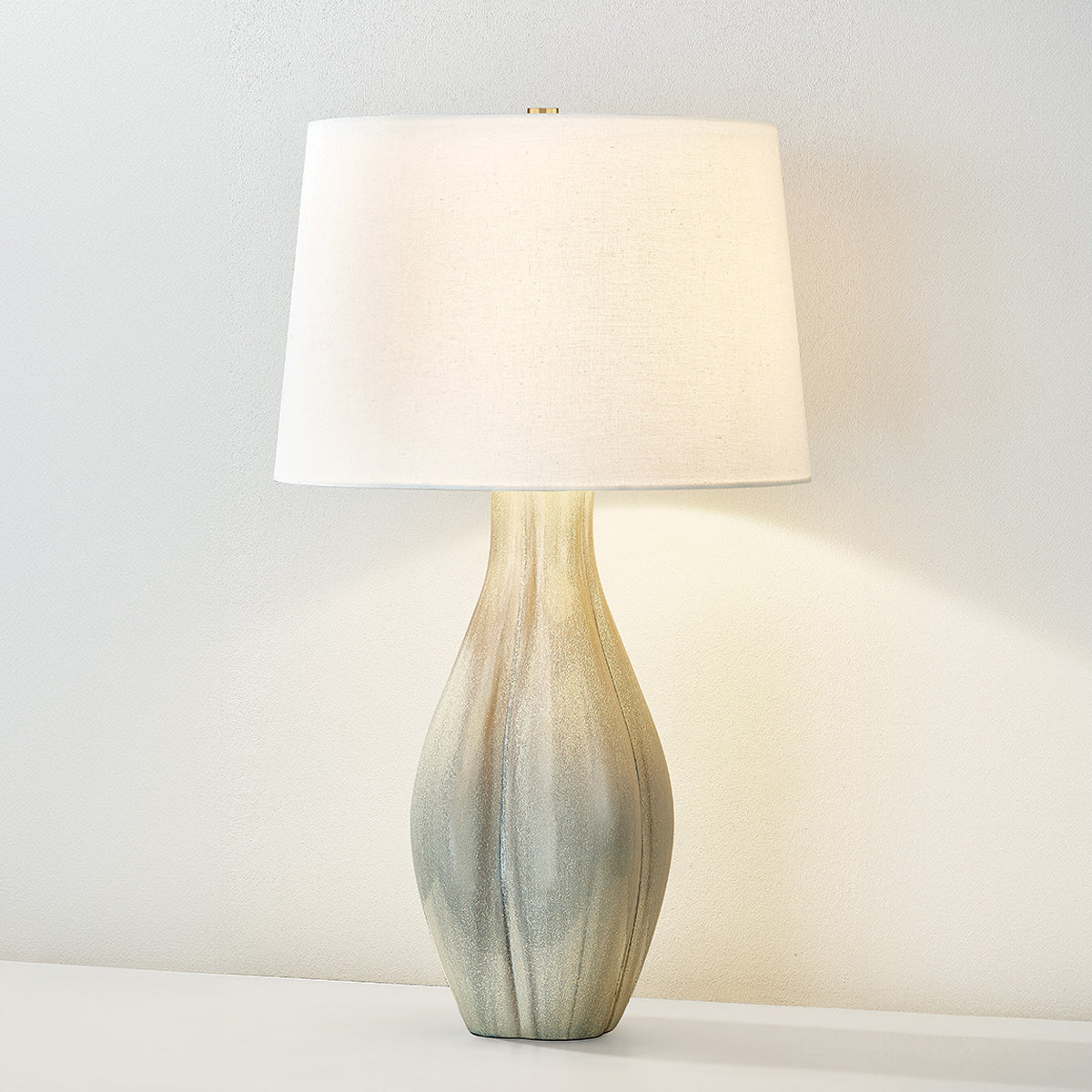 Hudson Valley Galloway Table Lamp in Aged Brass / Ceramic Coastal Green, alternate view 2