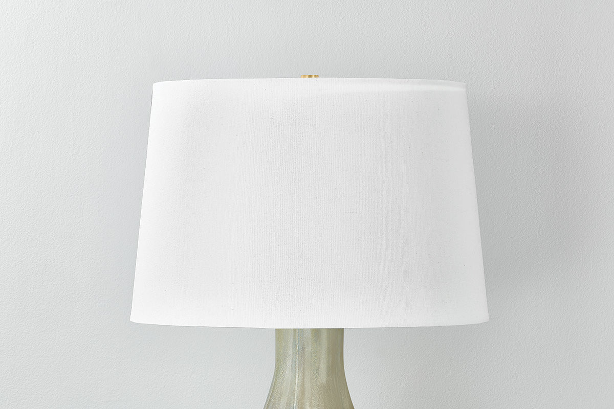 Hudson Valley Galloway Table Lamp in Aged Brass / Ceramic Coastal Green, room setting 2
