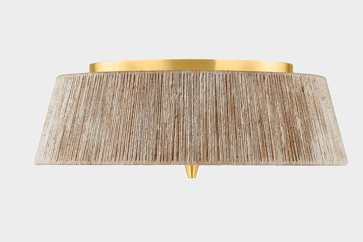 Hudson Valley George 3-Light Semi-Flush Mount in Aged Brass, room setting 1