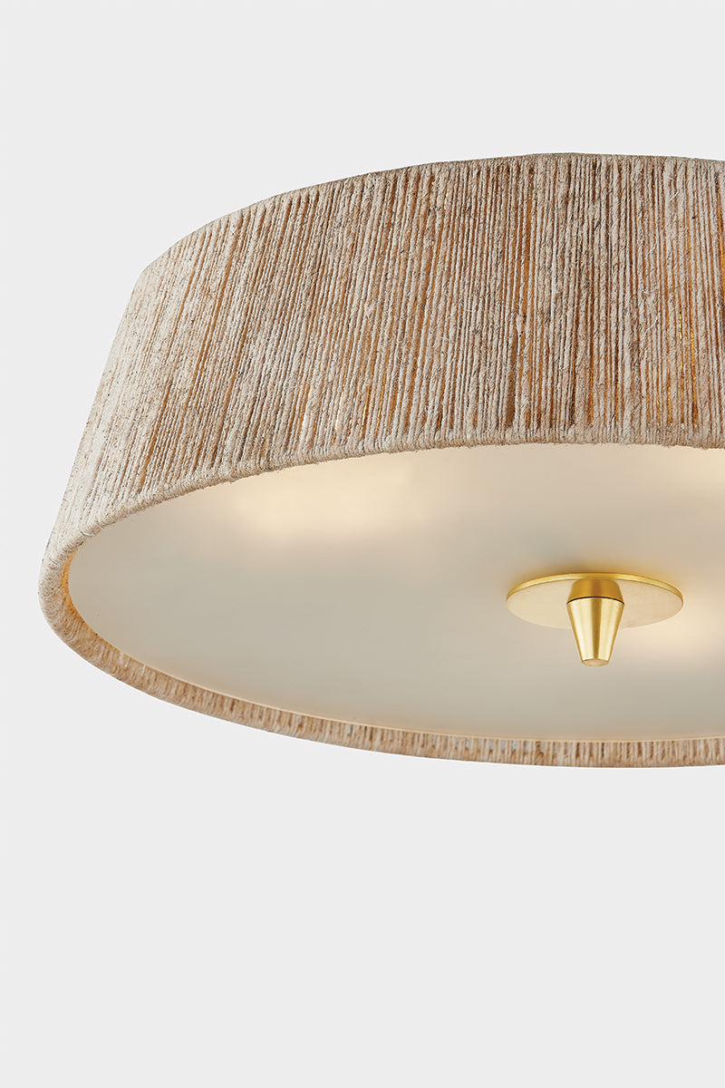 Hudson Valley George 3-Light Semi-Flush Mount in Aged Brass, room setting 3