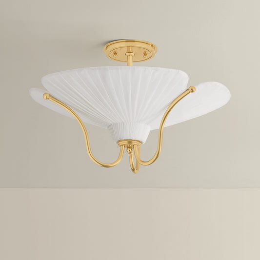 Hudson Valley Gerhard 3-Light Semi-Flush Mount in Aged Brass, alternate view 1