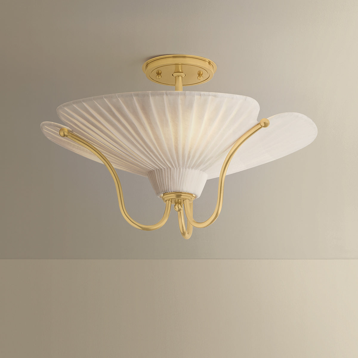 Hudson Valley Gerhard 3-Light Semi-Flush Mount in Aged Brass, alternate view 2