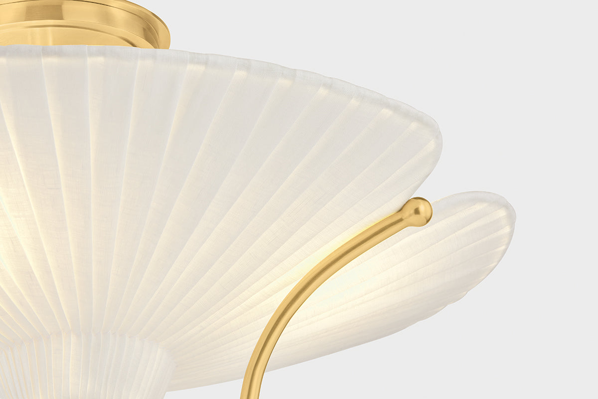 Hudson Valley Gerhard 3-Light Semi-Flush Mount in Aged Brass, room setting 1