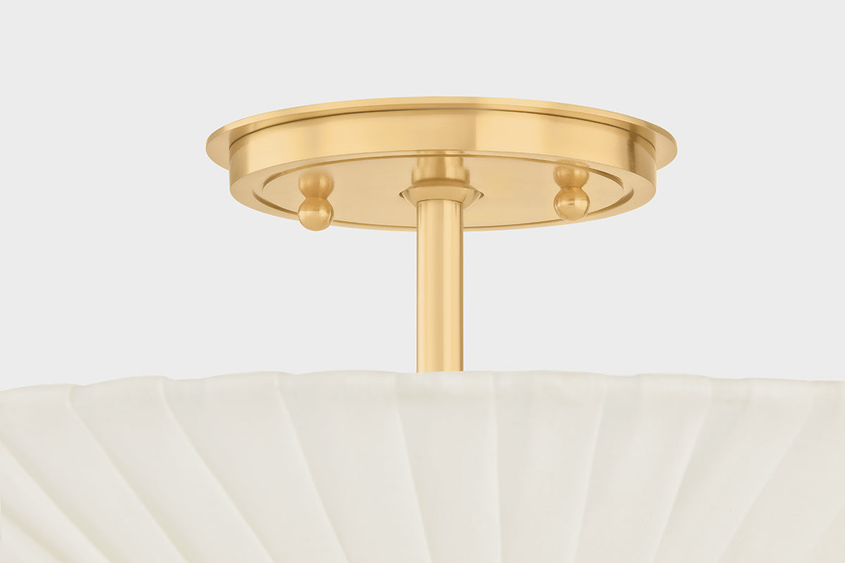 Hudson Valley Gerhard 3-Light Semi-Flush Mount in Aged Brass, room setting 2