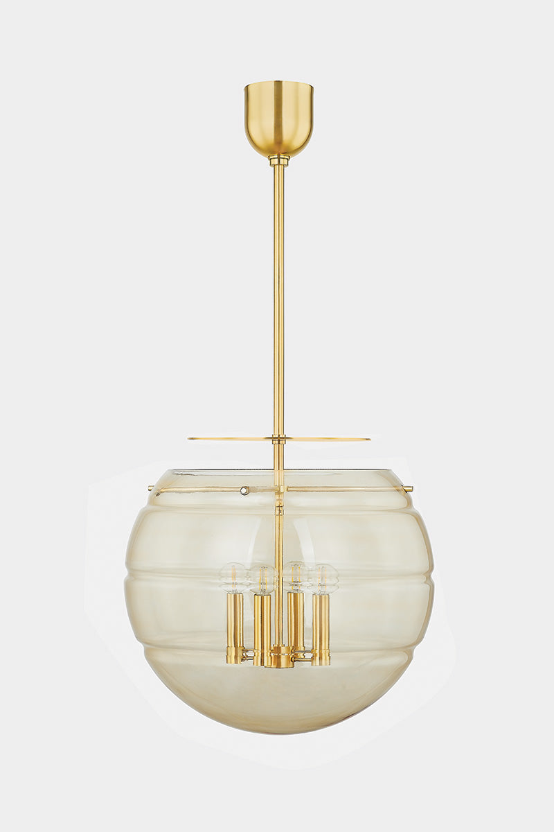 Hudson Valley Gill 4-Light Pendant in Aged Brass, room setting 1