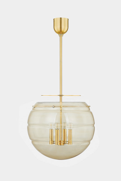 Hudson Valley Gill 4-Light Pendant in Aged Brass, room setting 1