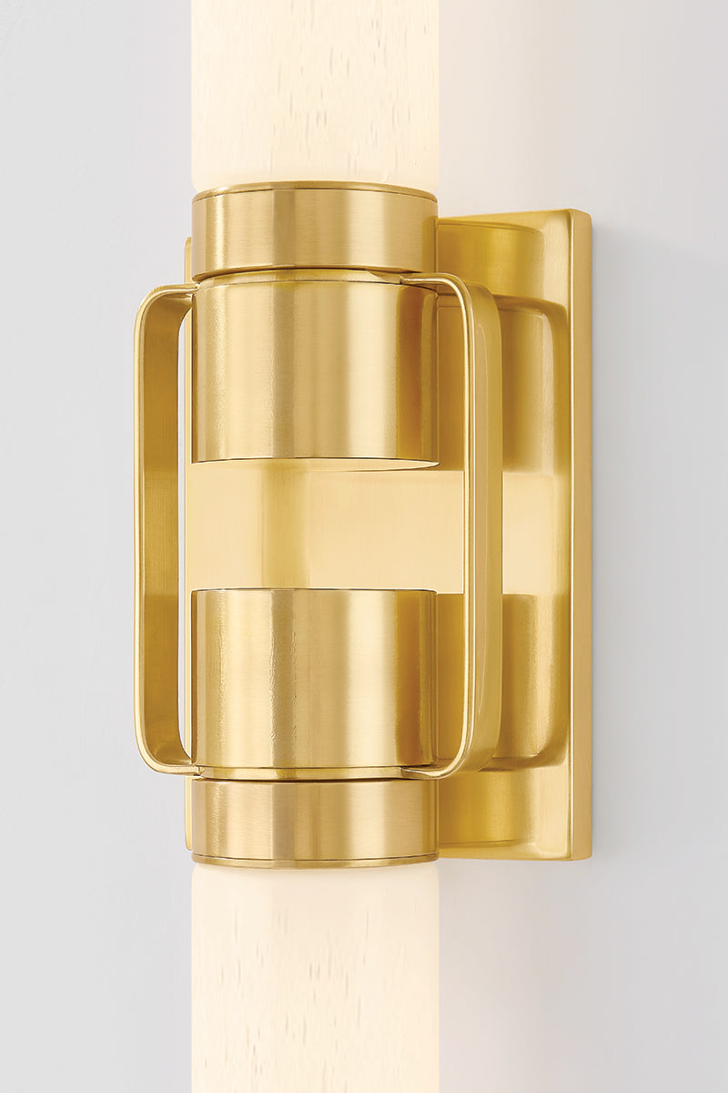Hudson Valley Glen Oaks 2-Light Wall Sconce in Aged Brass, room setting 2