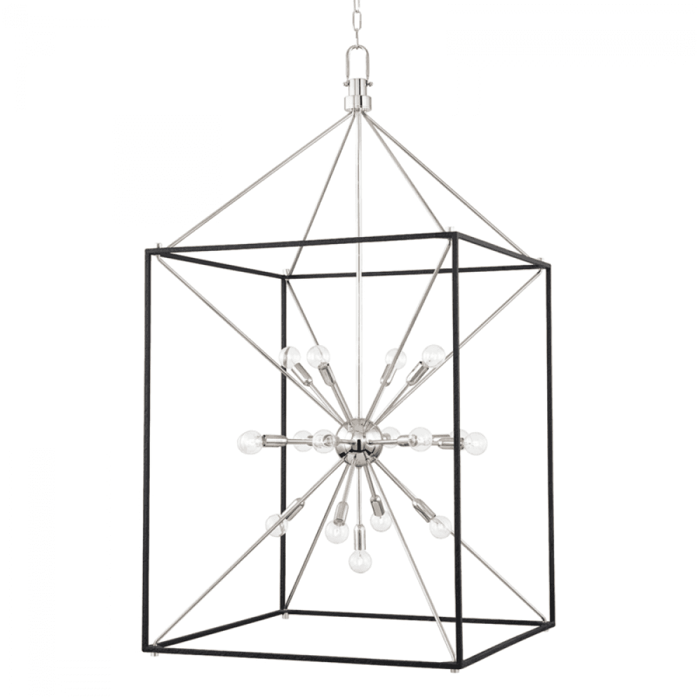 Hudson Valley Glendale Chandelier Polished Nickel Black 27"W x 51.5"H