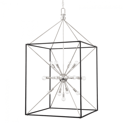 Hudson Valley Glendale Chandelier Polished Nickel Black 27"W x 51.5"H