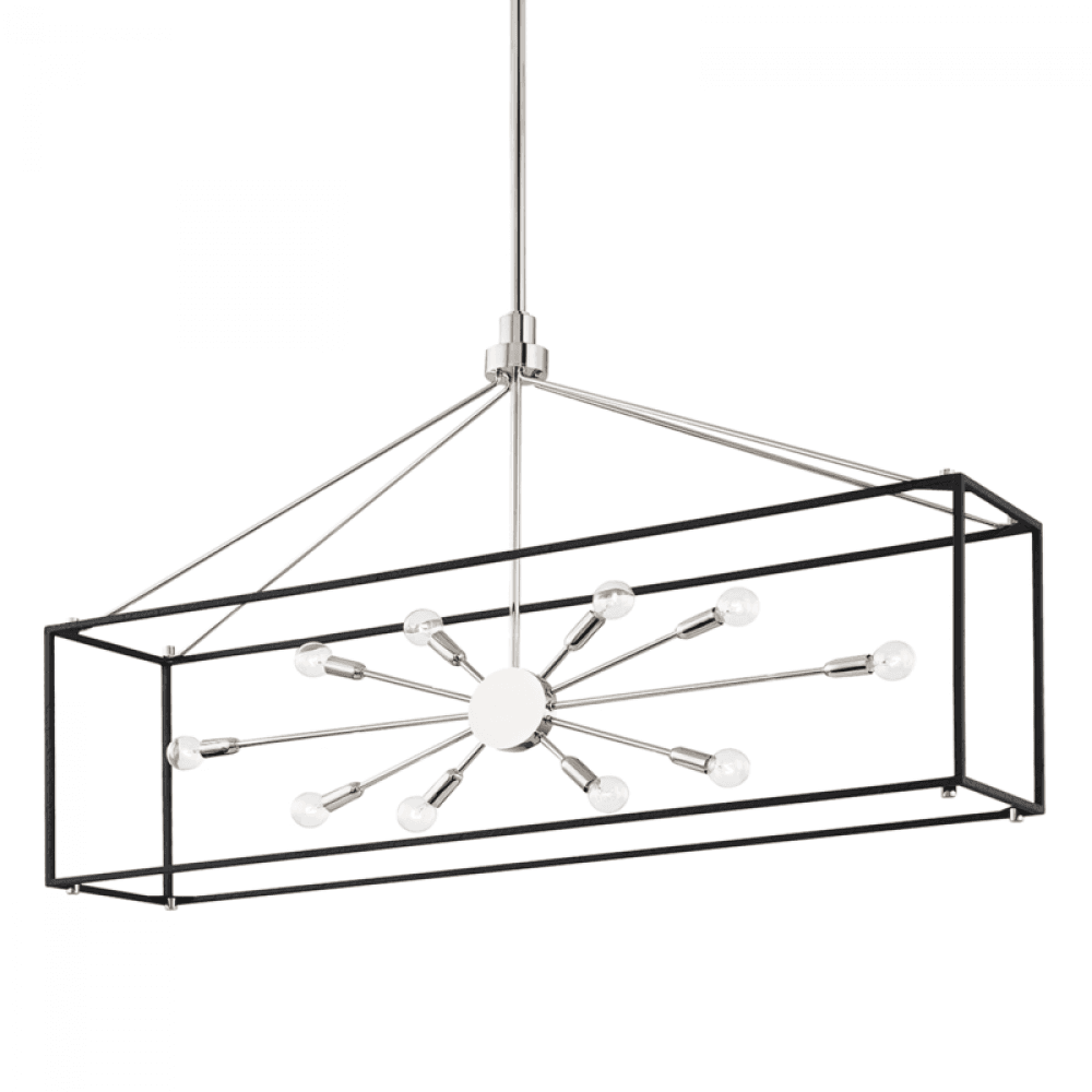 Hudson Valley Glendale Linear Chandelier Polished Nickel, Black