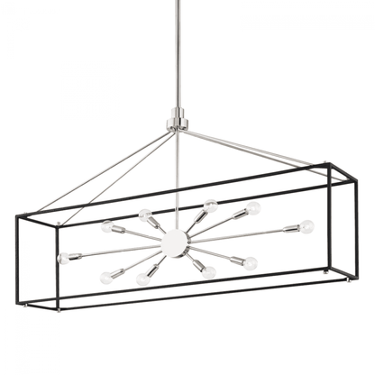Hudson Valley Glendale Linear Chandelier Polished Nickel, Black