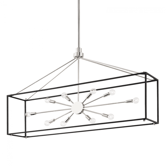 Hudson Valley Glendale Linear Chandelier Polished Nickel, Black